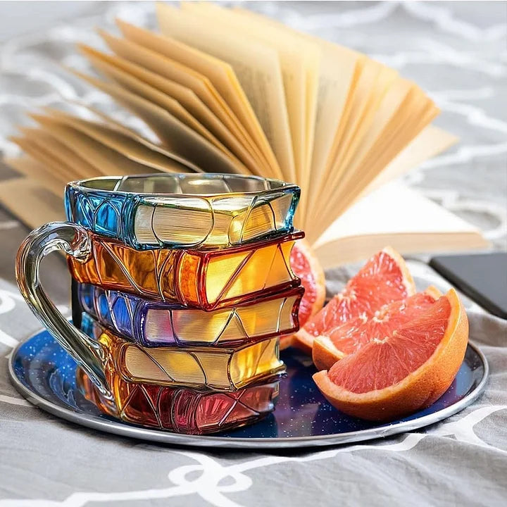 Dekorative Buchliebhaber-Tasse, ein einzigartiges Trinkgefäß und Geschenk für alle, die Bücher und Literatur lieben.
