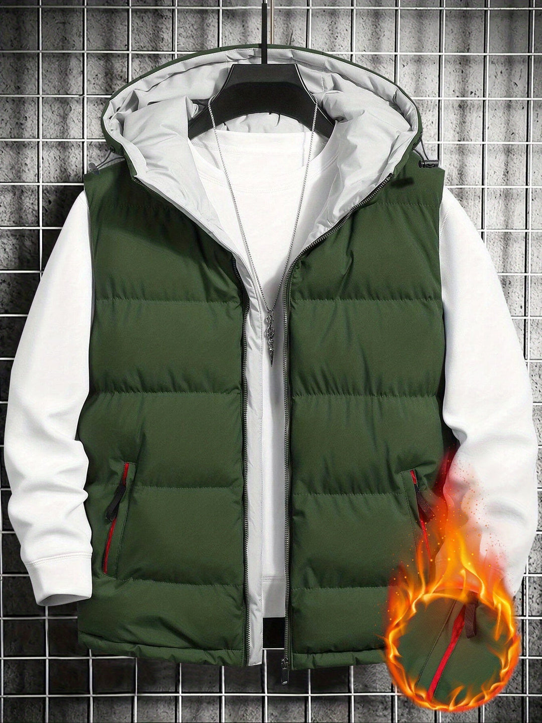 Gesteppte Herren Weste mit Kapuze, ärmellos, leicht und warm für Komfort bei Freizeit-Outfits.