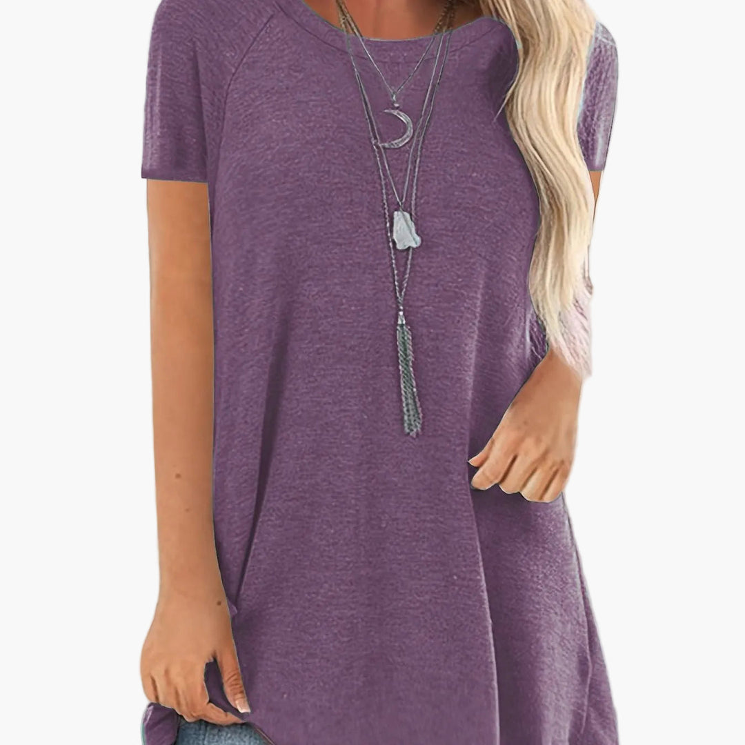 Damen Tunika T-Shirt, Kurzarm, Rundhals, ideal als bequemes Basic für jeden Anlass.