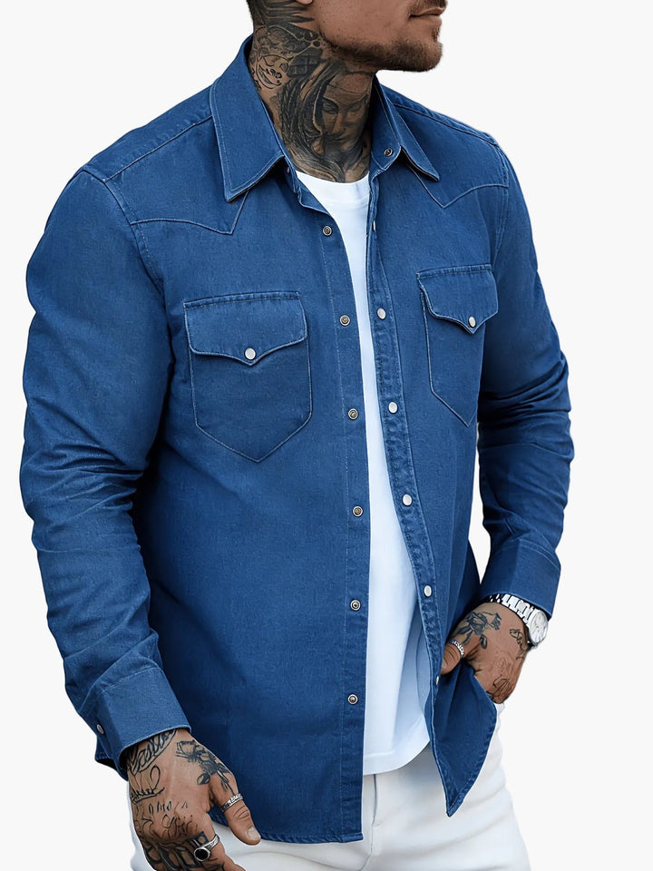 Herren Westernhemd aus robustem Stoff, strapazierfähig und stilvoll für moderne Männerkleidung.