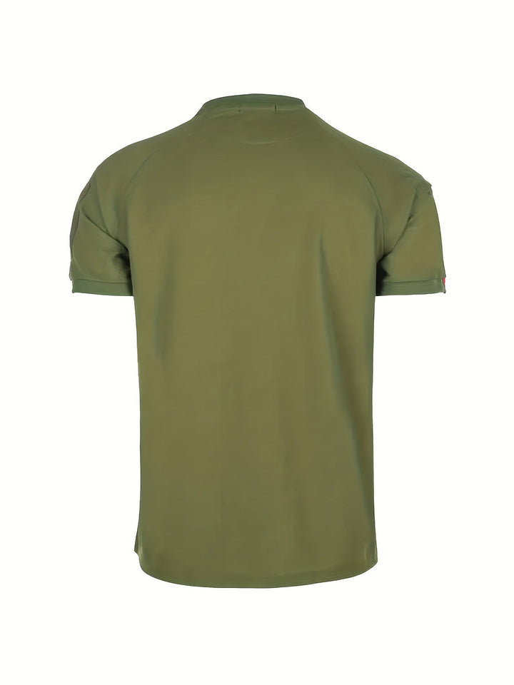 Herren Militärstil Kurzarmshirt, robust & taktisch. Mit Schultertaschen & Klettflächen für Patches. Ideal Outdoor.