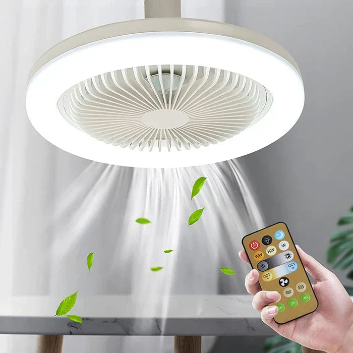 Deckenventilator mit LED-Licht & Fernbedienung. Einfach in E27-Lampenfassung einschrauben. Optimale Raumkühlung.