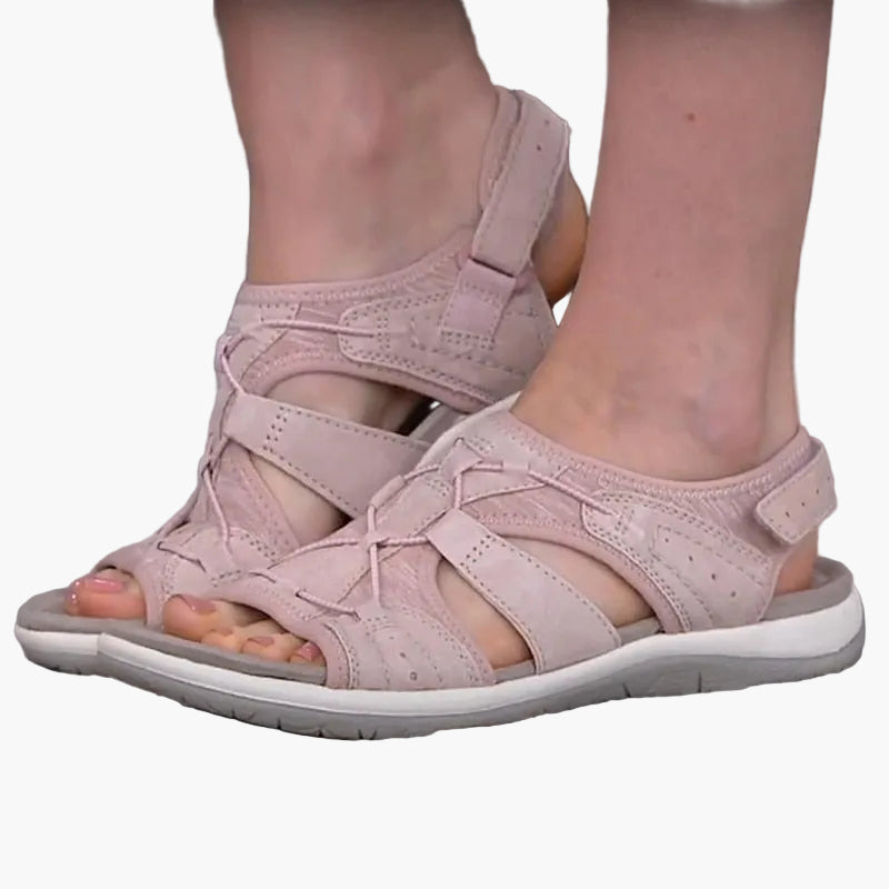 Seitliche Ansicht der Damen Sandalen mit verstellbaren Riemen, ideal für Trekking & Alltag. Leichte Sommerschuhe.