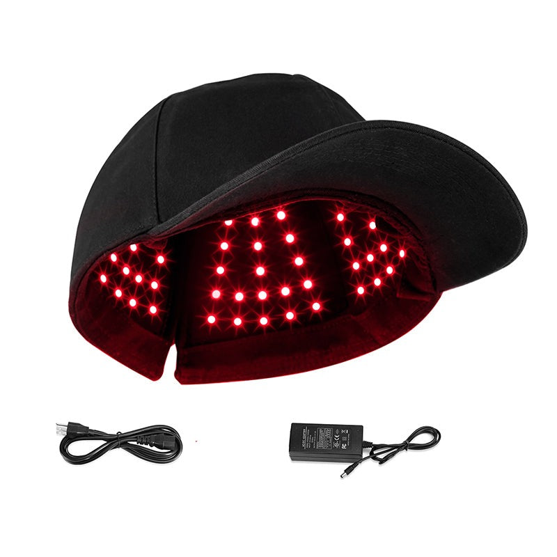 Moderne Rotlichttherapie Kappe mit USB-Ladefunktion für einfache Anwendung und Kopfhaut-Gesundheit.