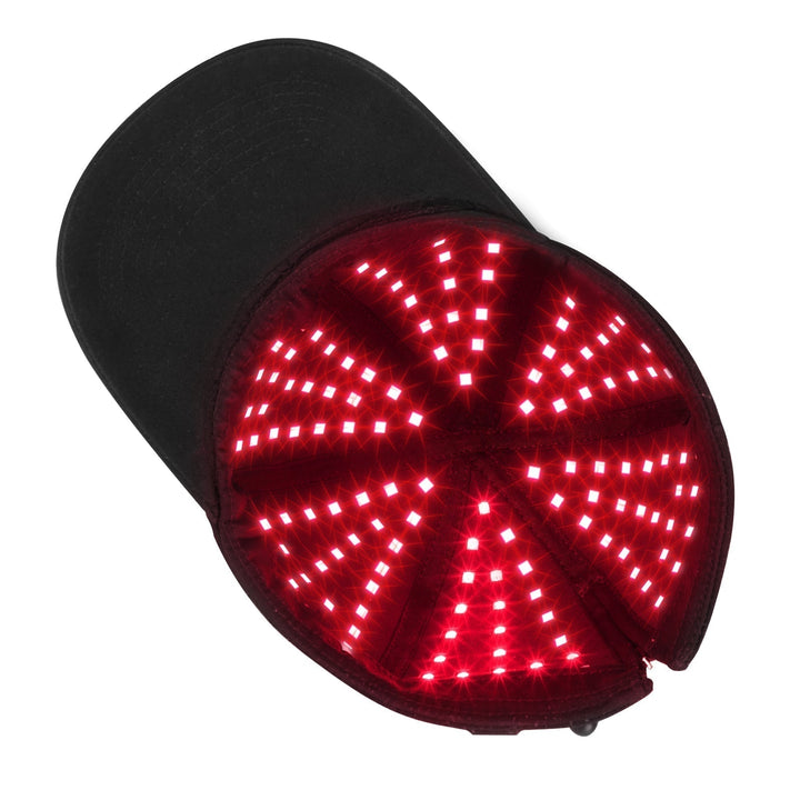 Infrarot Rotlicht Therapie Mütze für Kopfhautpflege und Haarpflege. Unisex, wiederaufladbar.