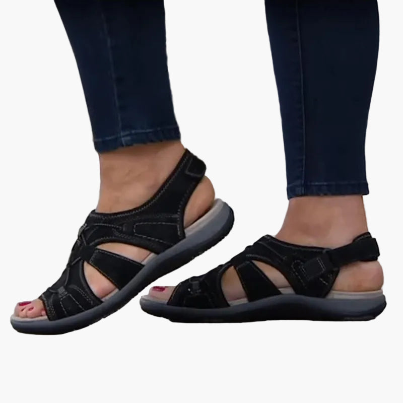 Rückansicht der komfortablen Damen Sandalen, perfekt für Freizeit & Outdoor. Ergonomisch & robust.
