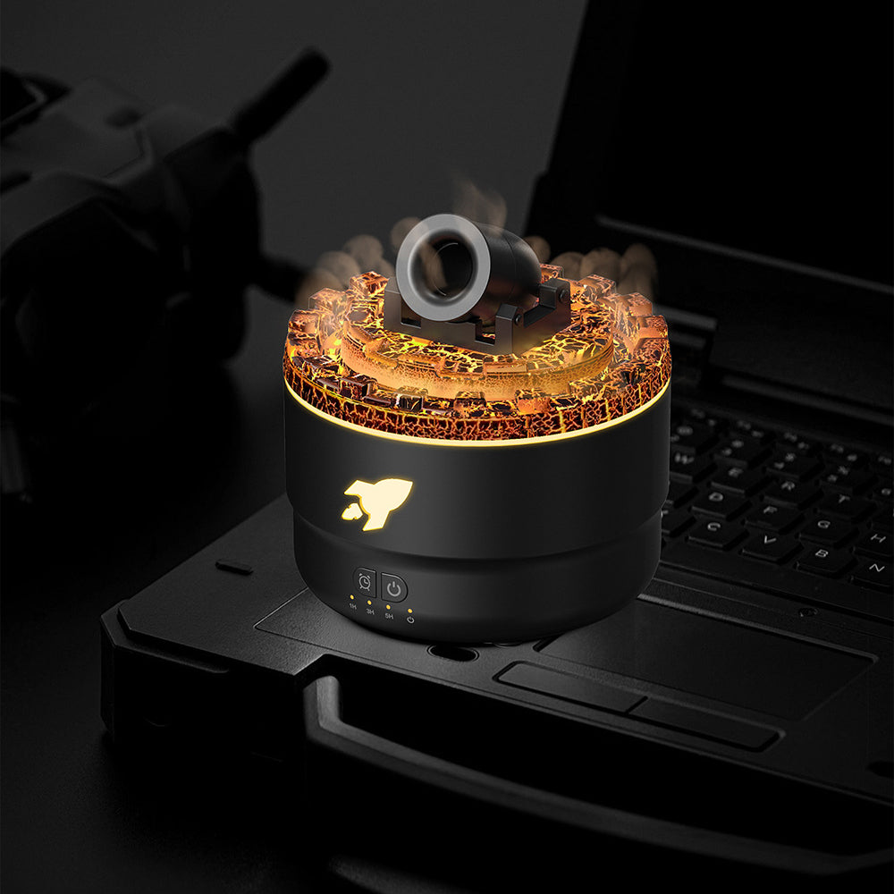 Eleganter LavaGlow Aroma-Diffuser und Luftbefeuchter mit Nachtlicht, schafft eine Wohlfühlatmosphäre im Schlafzimmer.