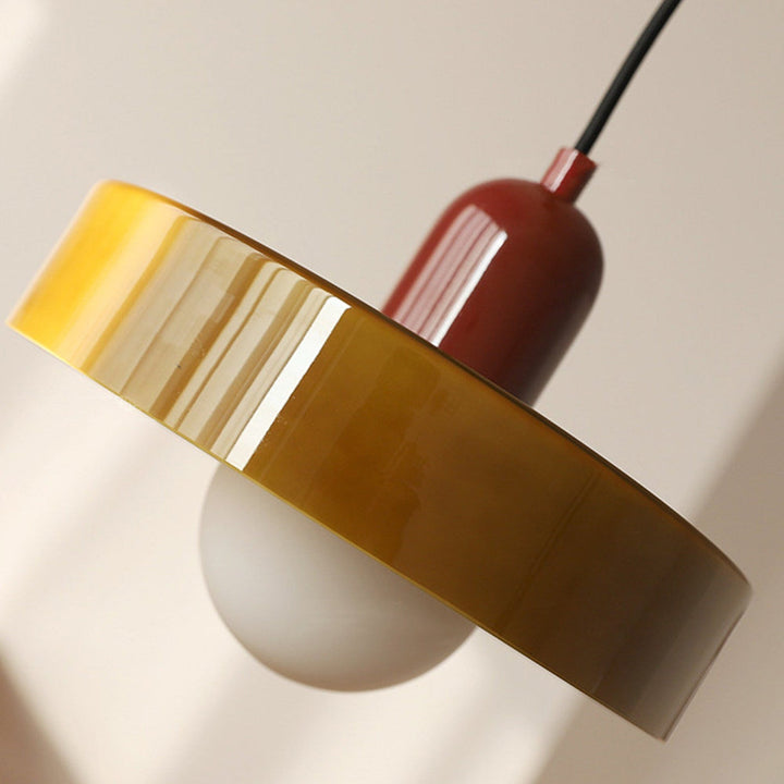 Glaslampe mit farbigem Buntglas, Bauhaus-Design, einstellbare Höhe für Esszimmer.