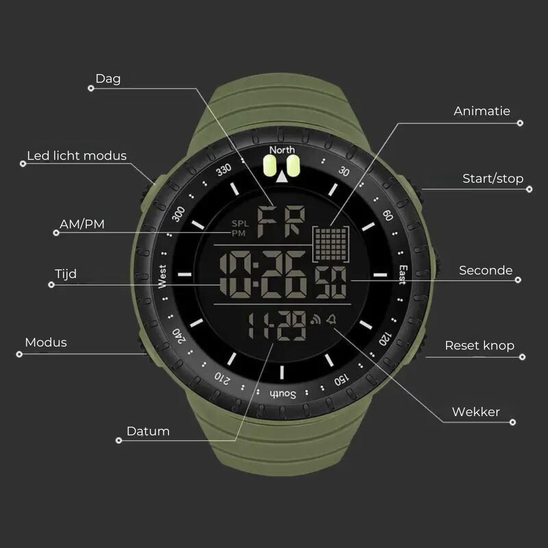 Digitaluhr, wasserdicht & stoßfest, die perfekte Outdoor-Uhr für jedes Abenteuer.