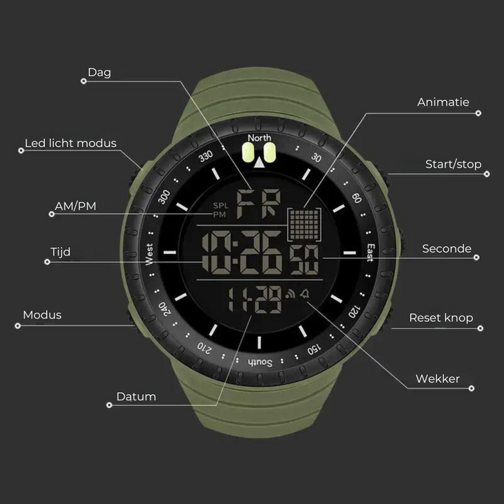 Digitaluhr, wasserdicht & stoßfest, die perfekte Outdoor-Uhr für jedes Abenteuer.