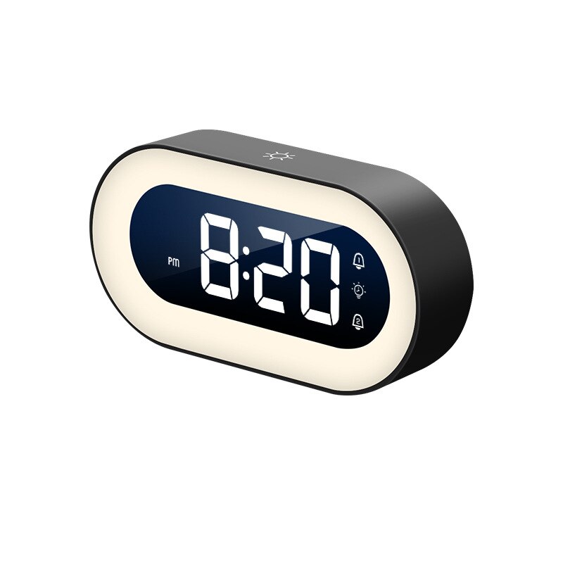 Kabelloser Digitalwecker mit beruhigenden Klängen und minimalistischem Design, ideal als Wohnaccessoire.