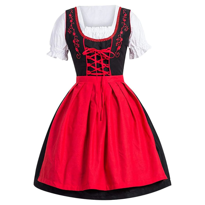 Rotes traditionelles Damen Dirndl im Bayern-Stil. Elegantes Trachtenkleid für festliche Anlässe.