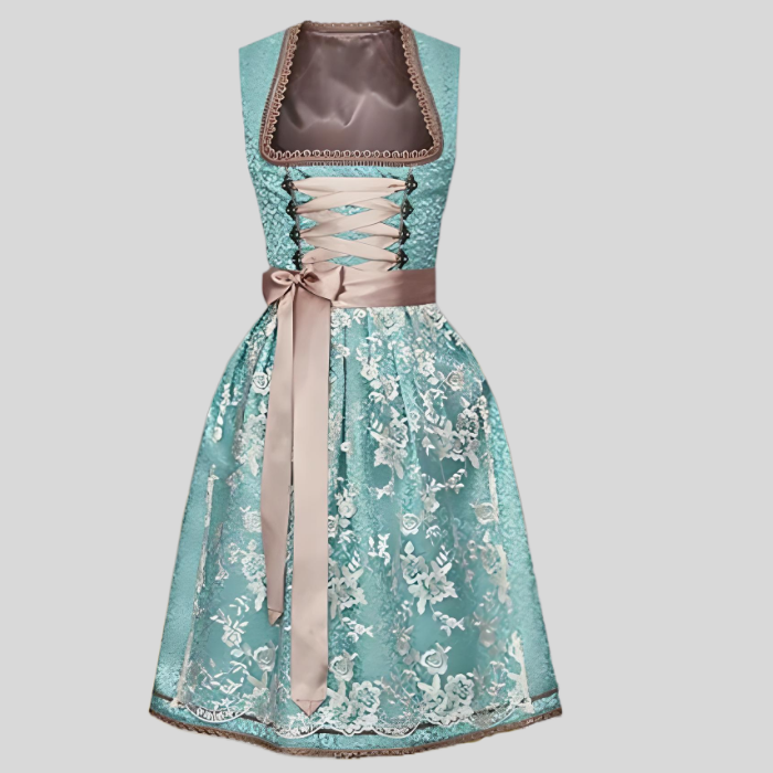 Dreifarbiges Frühlings-Minikleid für Damen mit elegantem Spitzen- und Banddesign. Ideal für Frühling & Sommer.