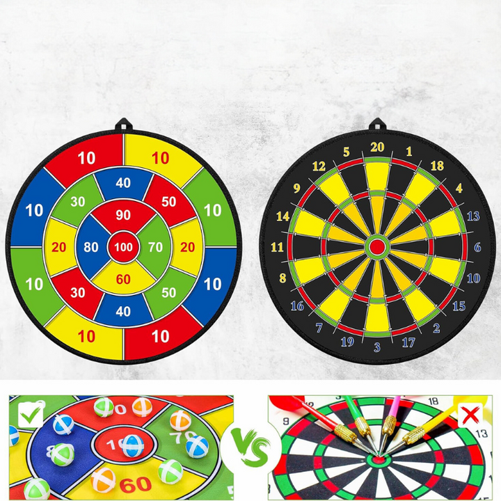Buntes Kinder-Dartboard mit weichen Klebebällen & Darts, ein sicheres und lustiges Kinderspielzeug.