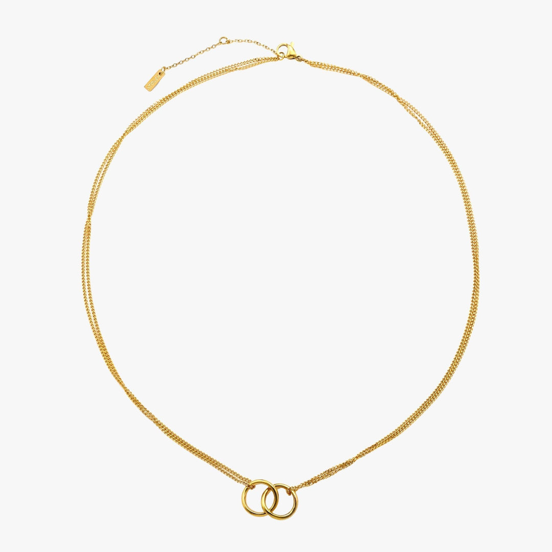 Zeitlose goldene Infinity-Kette für Damen. Wasserfeste, hypoallergene Edelstahlhalskette, perfekt als Geschenk.