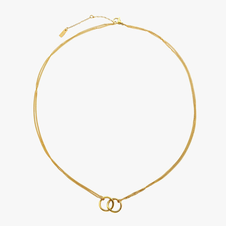 Zeitlose goldene Infinity-Kette für Damen. Wasserfeste, hypoallergene Edelstahlhalskette, perfekt als Geschenk.