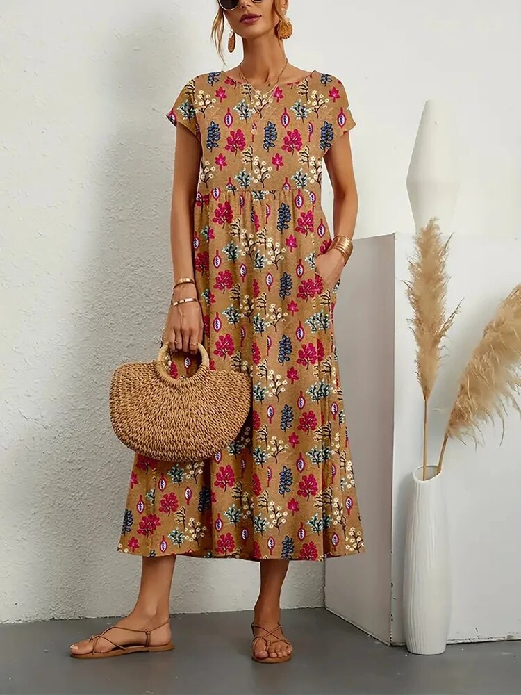 Luftiges Damen Sommerkleid Isadora aus Baumwolle, perfekt für warme Tage, leicht & elegant.