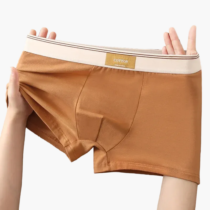Nahaufnahme von mehrfarbigen Herren Boxershorts (5er Pack), Mid-Rise, bequeme und atmungsaktive Unterwäsche.