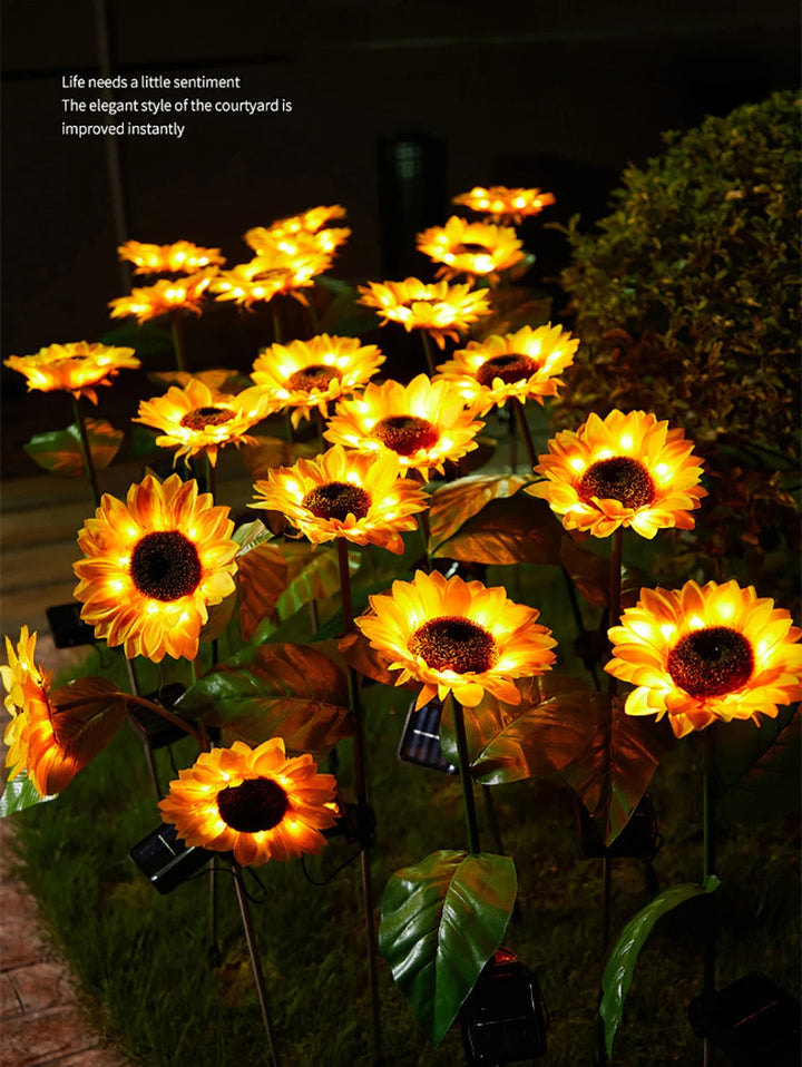 Realistische Solar-Sonnenblumen-Deko-Lampe. Wasserdichte Außenbeleuchtung für schöne Akzente.