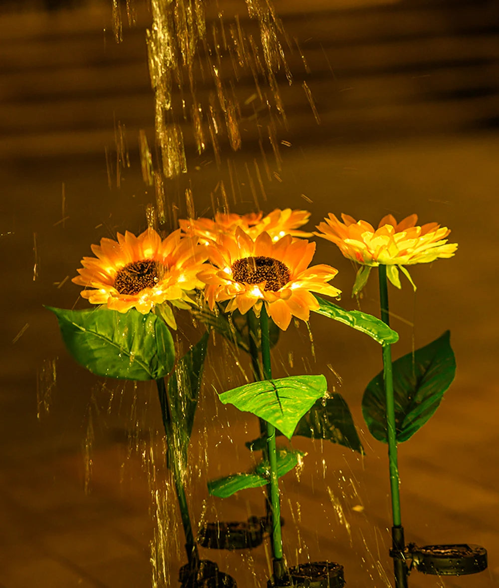 Wasserdichte Solar-Blumenlampe Sonnenblume. Ideal für Gartendekoration und stimmungsvolles Licht.