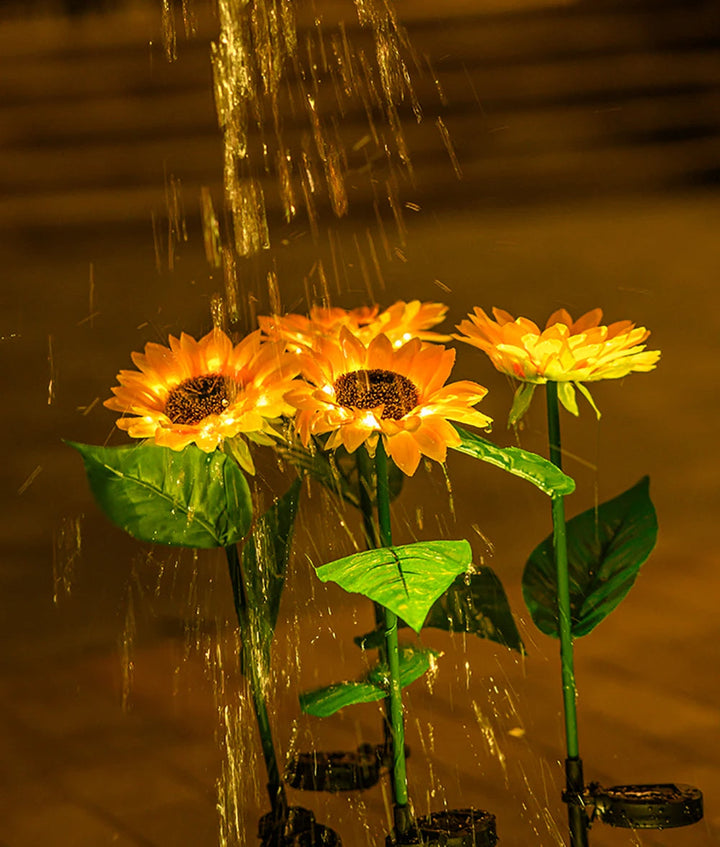Wasserdichte Solar-Blumenlampe Sonnenblume. Ideal für Gartendekoration und stimmungsvolles Licht.