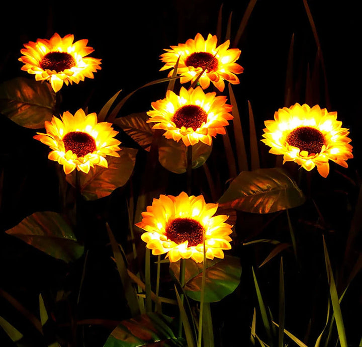 Umweltfreundliche Solar-Sonnenblume für den Garten. Robuste LED-Außenleuchte, einfach zu installieren.