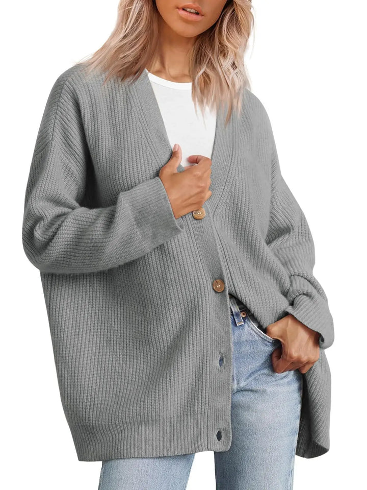 Damen Pullover Sylvie, Kaschmir V-Ausschnitt Cardigan, perfekte Ergänzung für elegante Outfits.