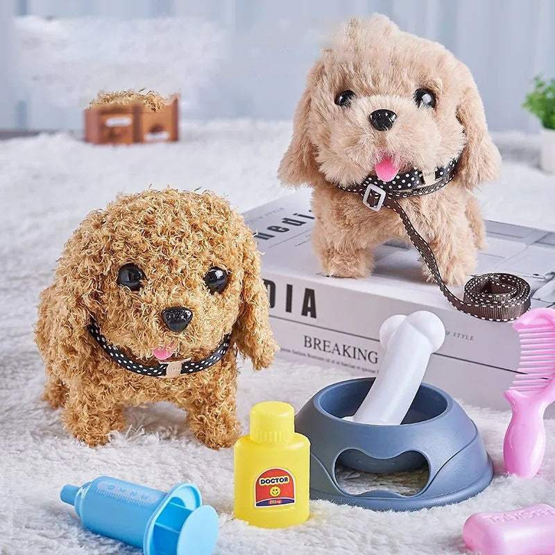 Süßer interaktiver Plüschhund als Kinderspielzeug und Kuscheltier. Ideales Geschenk für Kinder.