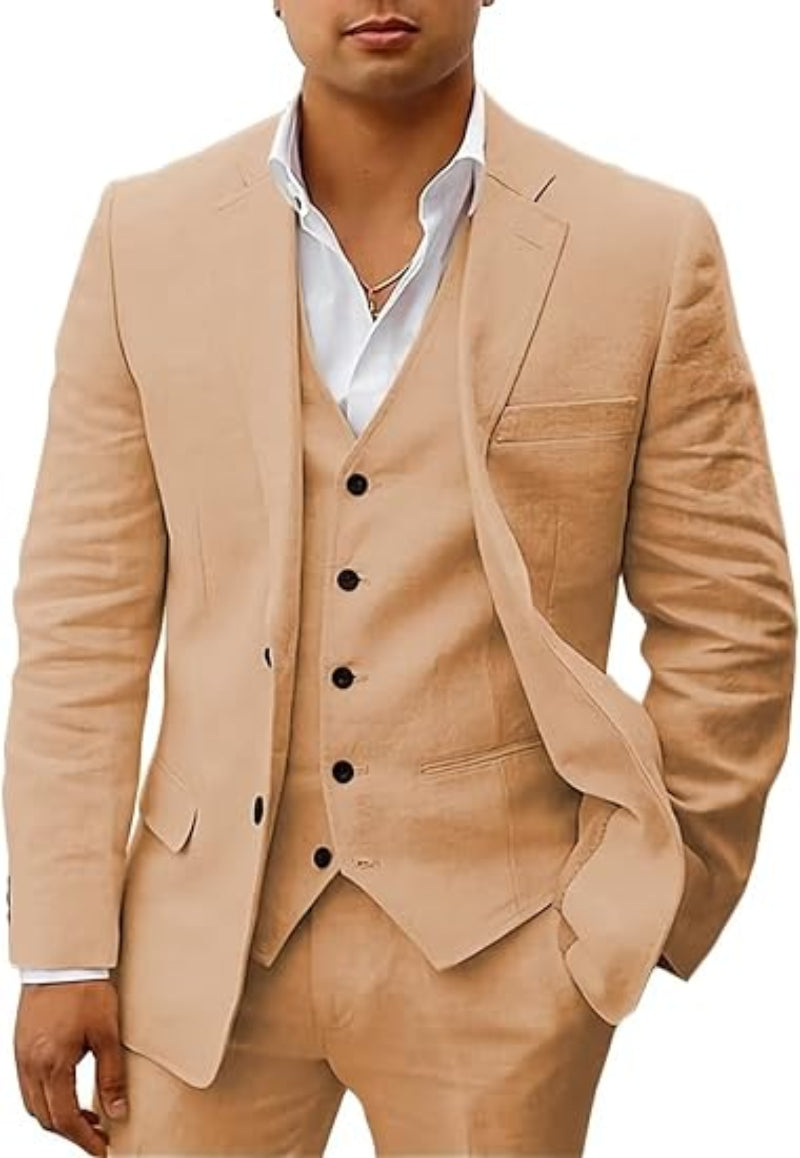 Eleganter Hochzeitsanzug Herren 3-teilig im Slim Fit Design, ideal für den Sommer.