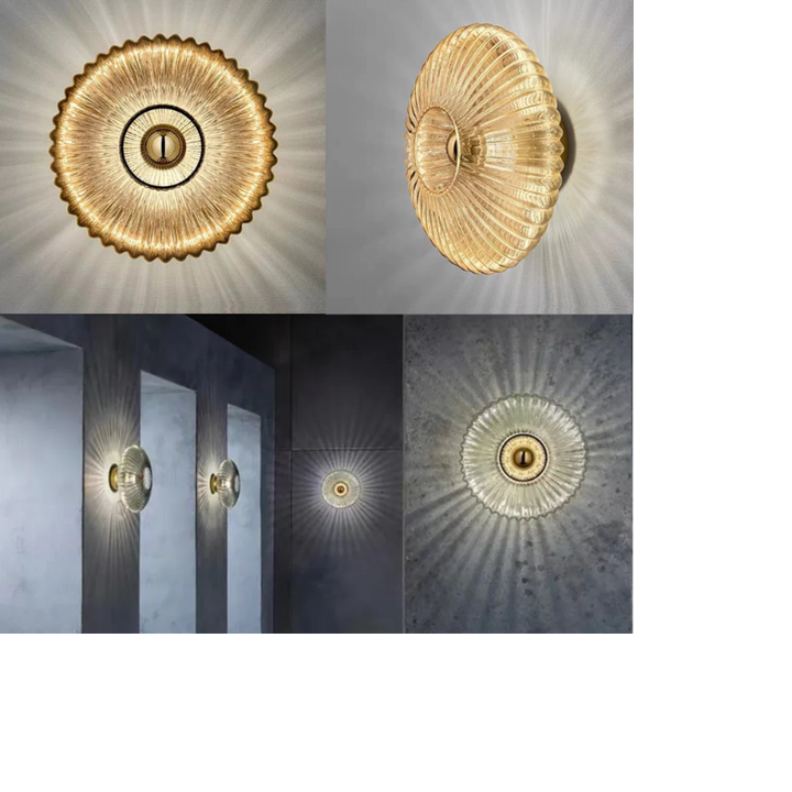 Minimalistische Wandlampe aus Glas mit sanfter Wellenlicht-Optik, perfekt für Schlafzimmer und Wohnzimmer.