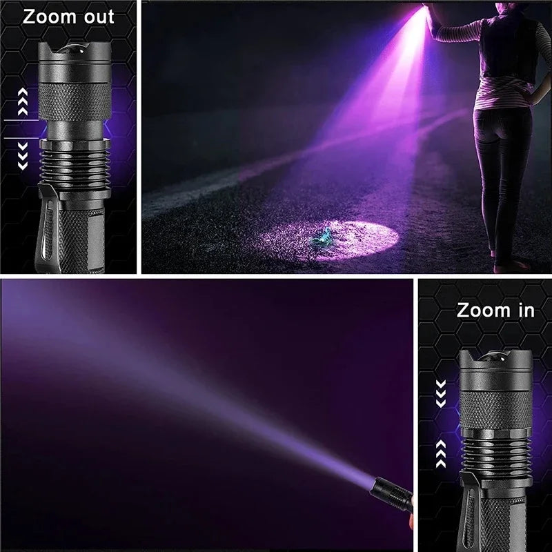 Kompakte UV-Taschenlampe für die einfache Detektion von Urinflecken & anderen Verunreinigungen.