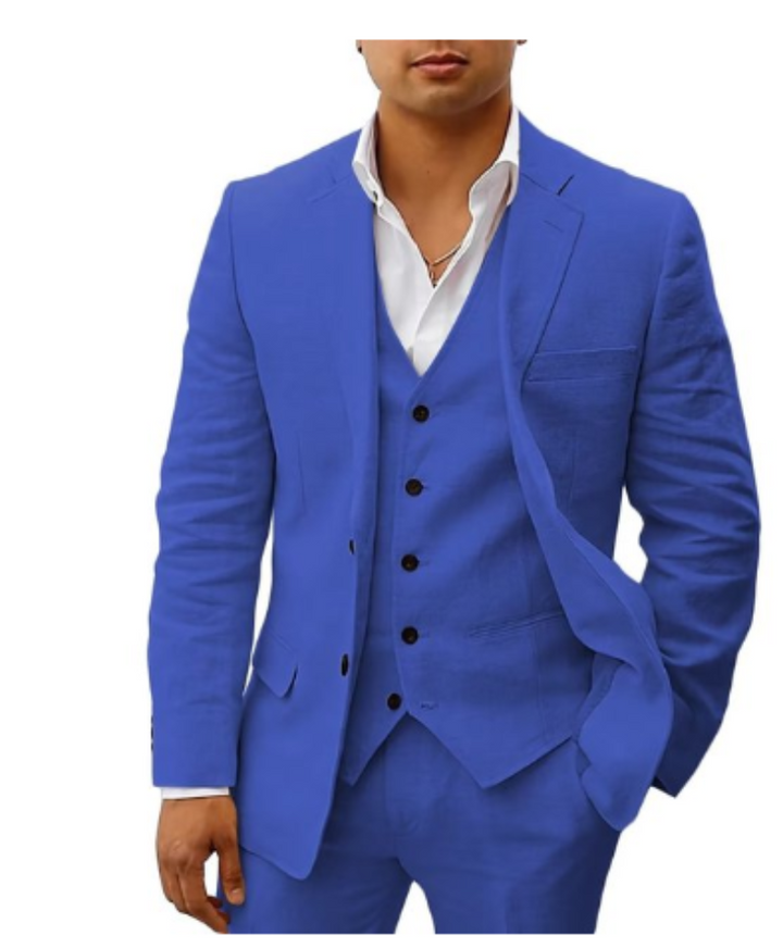 Eleganter Herren Sommeranzug 3-teilig für Hochzeiten & Events. Slim Fit Design.