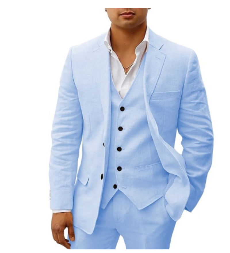Beiger Herren Sommeranzug 3-teilig Slim Fit, perfekt für Hochzeiten & festliche Anlässe.