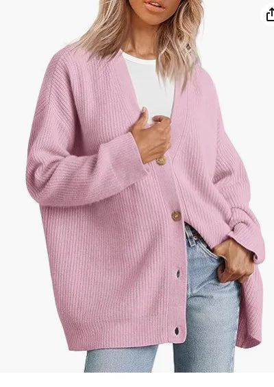 Bequemer Damen V-Ausschnitt Cardigan Sylvie, Kaschmir-Strickjacke, perfekt für den Herbst-Lagenlook.