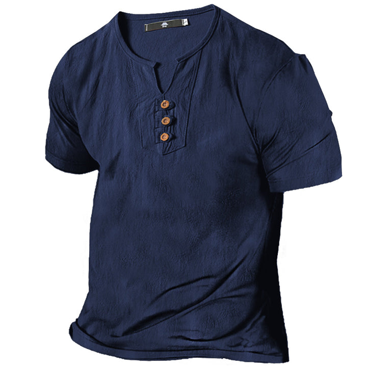Stilvolles Herren Henley T-Shirt mit Knöpfen, kurzärmlig. Elegant & casual für jeden Anlass. Zeitloses Oberteil.