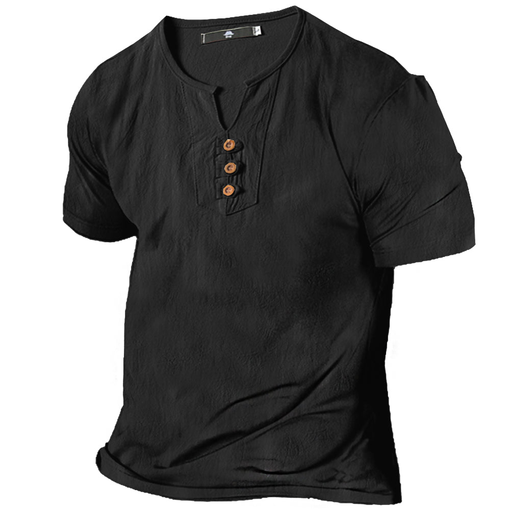 Komfortables Herren Henley T-Shirt, kurzärmlig. Vielseitiges Casual-Oberteil für Frühling & Sommer. Männermode.