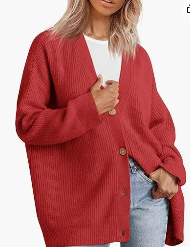 Damenmode Sylvie: Eleganter V-Ausschnitt Kaschmir Cardigan, bequeme Strickjacke für jeden Stil.