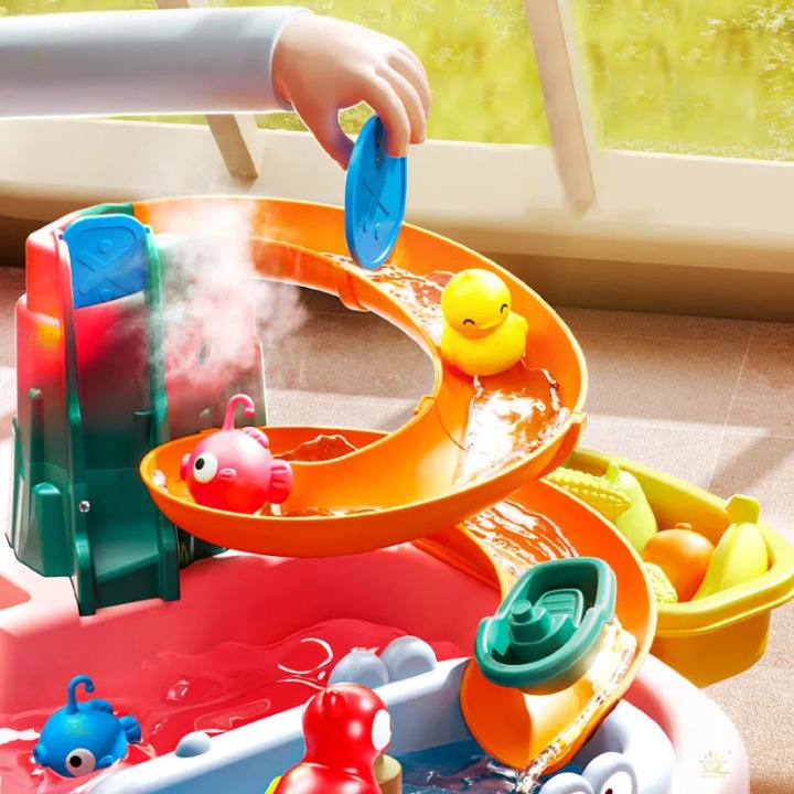 Vielseitiges 2-in-1 Montessori Angelspiel mit Fischrutsche und Angelrute für Kinder ab 3 Jahre.