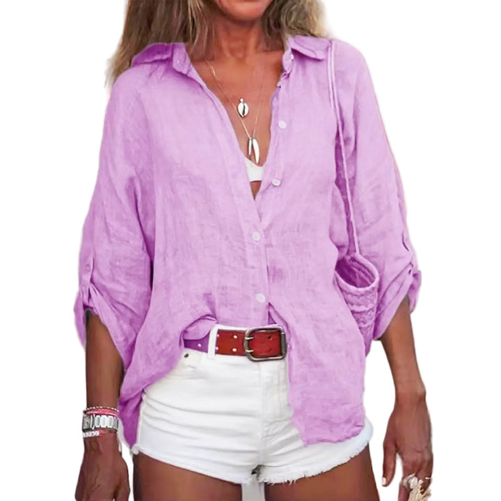 Luftige Damenbluse aus atmungsaktivem Stoff, ideal als bequeme Sommerbluse für heiße Tage. Für einen frischen Casual-Look.