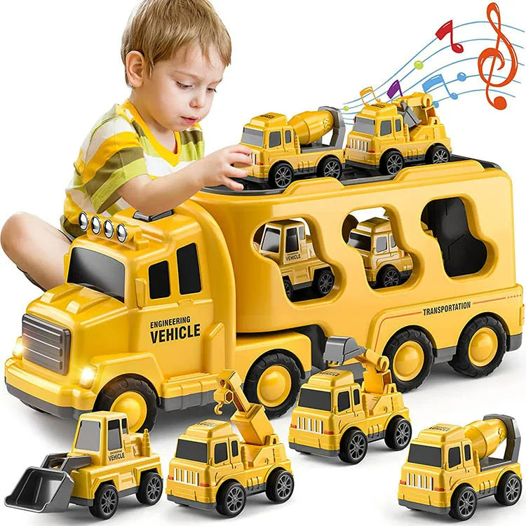 Spannendes Kinder-Spielset: Transporter-LKW mit Soundeffekten, Lichtern & verschiedenen Spielzeugautos.