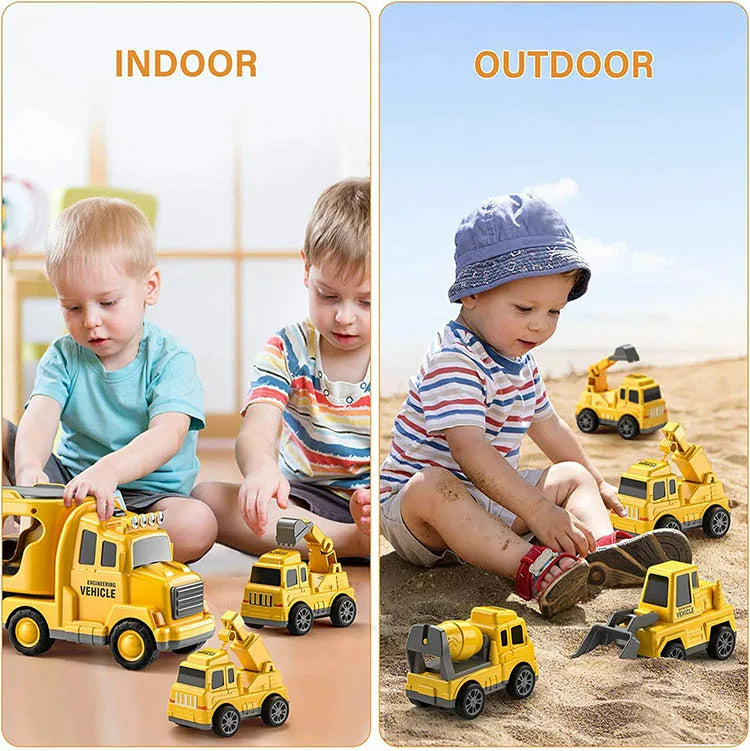 Hochwertiger Spielzeug-Transporter LKW für Kinder, inklusive mehrerer Autos, mit Sound- und Lichtmodul.