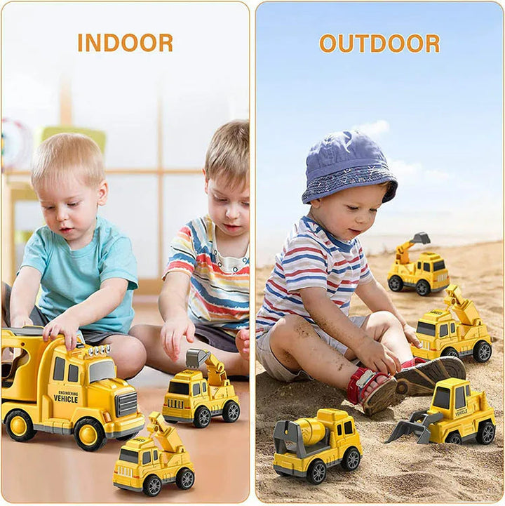 Hochwertiger Spielzeug-Transporter LKW für Kinder, inklusive mehrerer Autos, mit Sound- und Lichtmodul.