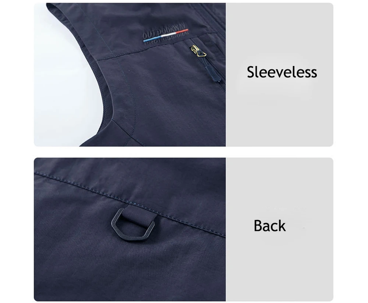 Elegante Herren Outdoor-Weste, perfekt für urbane Erkundungen oder Reisen. Mit praktischen Taschen.