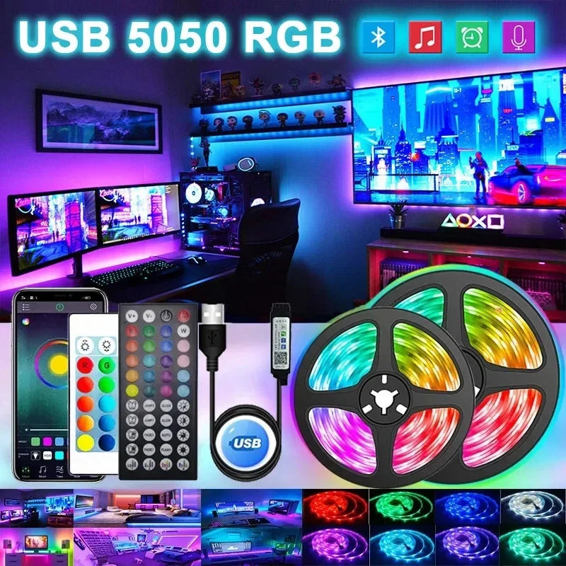 Kompakter, flexibler RGB LED-Streifen für TV-Hintergrund & dezente Raumbeleuchtung; USB-powered.