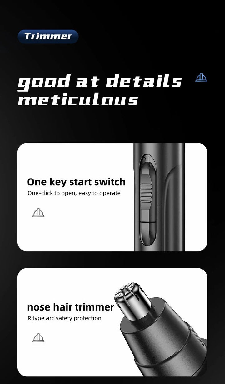 Eleganter, ergonomischer Nasen- & Ohrhaartrimmer in Schwarz, für bequeme und sichere Handhabung.