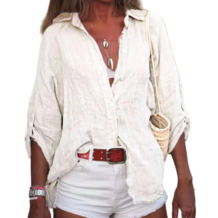 Damen Sommerbluse in leichter, fließender Qualität für warme Tage; ideal für bequemen Casual-Look. Modisch & atmungsaktiv.