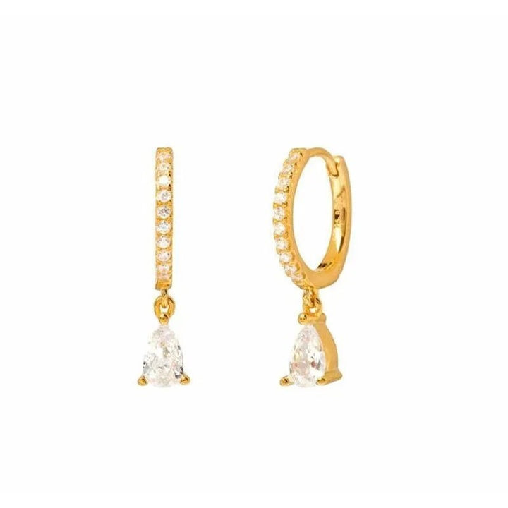 Schimmerndes Damen Ohrring-Set mit Hoop-, Teardrop- und Kettenohrringen; perfekte Geschenkidee für Frauen.