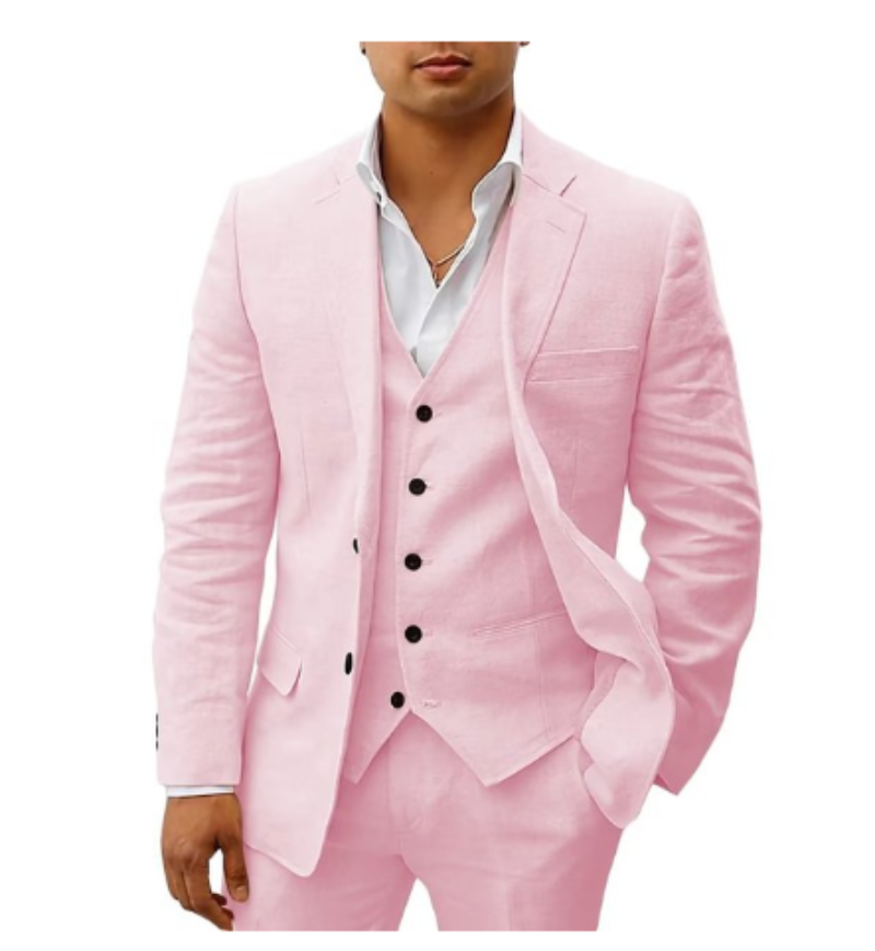 Hellblauer 3-teiliger Herren Sommeranzug, elegant für Hochzeit, Events & Business Casual.
