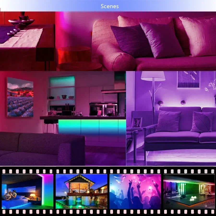 Kreativer RGB LED-Streifen für Akzentbeleuchtung an TV & in Räumen; USB-Betrieb, farbwechselnd.