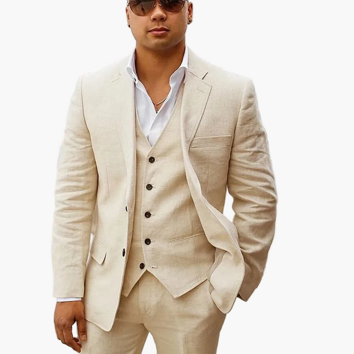 Vielseitiger Herren Sommeranzug 3-teilig: elegant für Hochzeit, Business Casual & Freizeit.